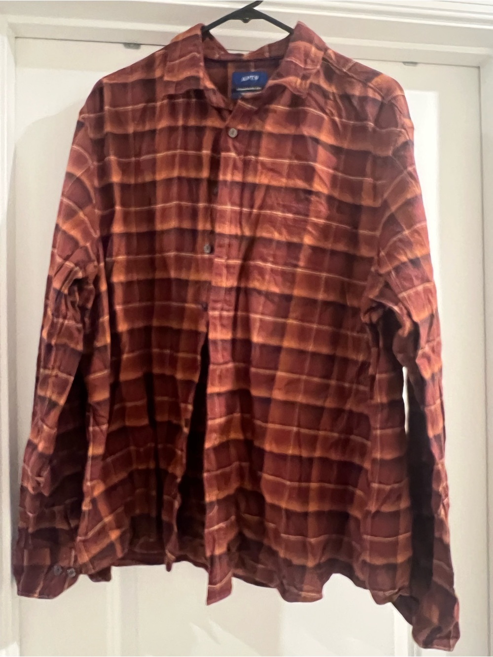 APT. 9 Men's Burnt Orange Plaid Button-Up Shirt